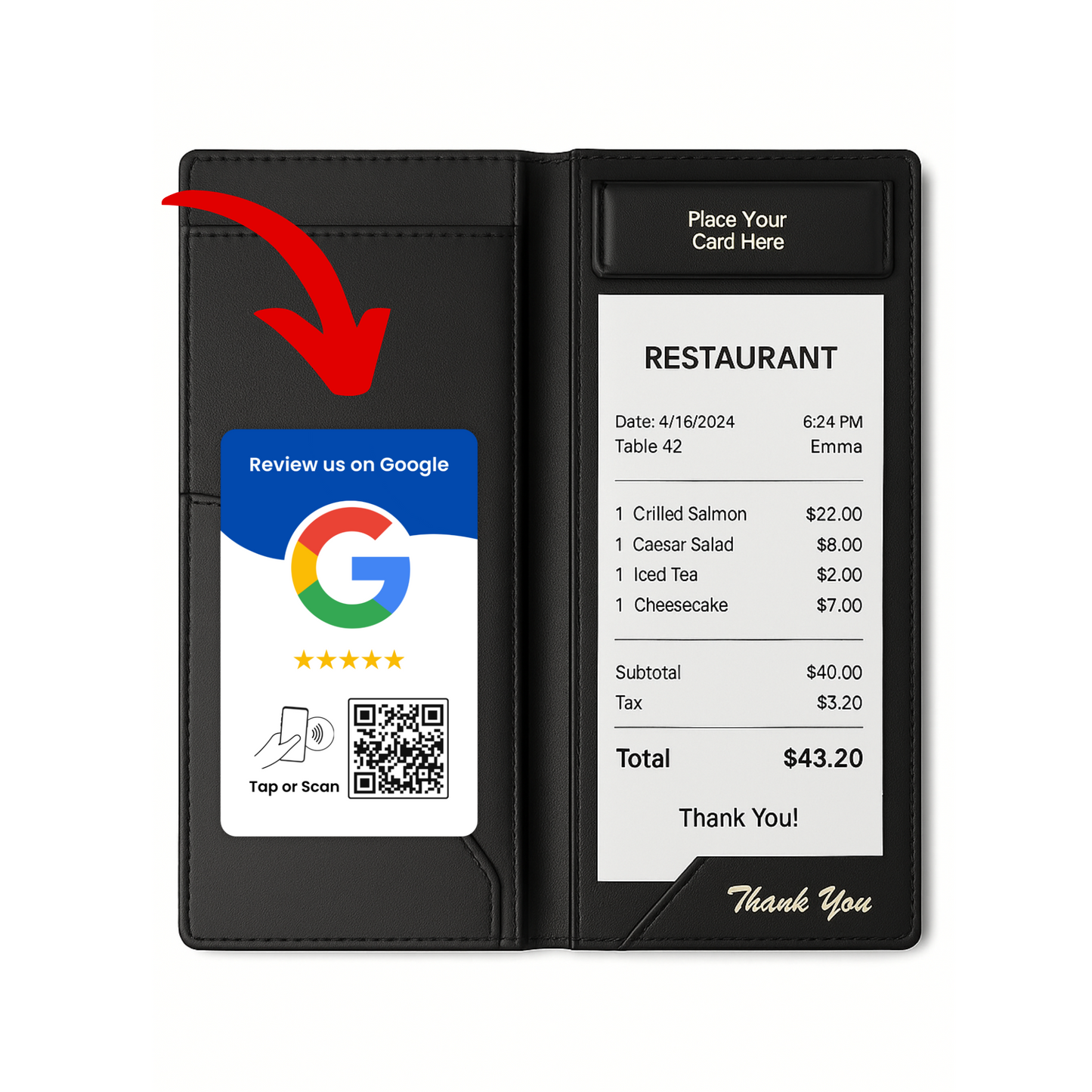 Google Review Card In Check Holder