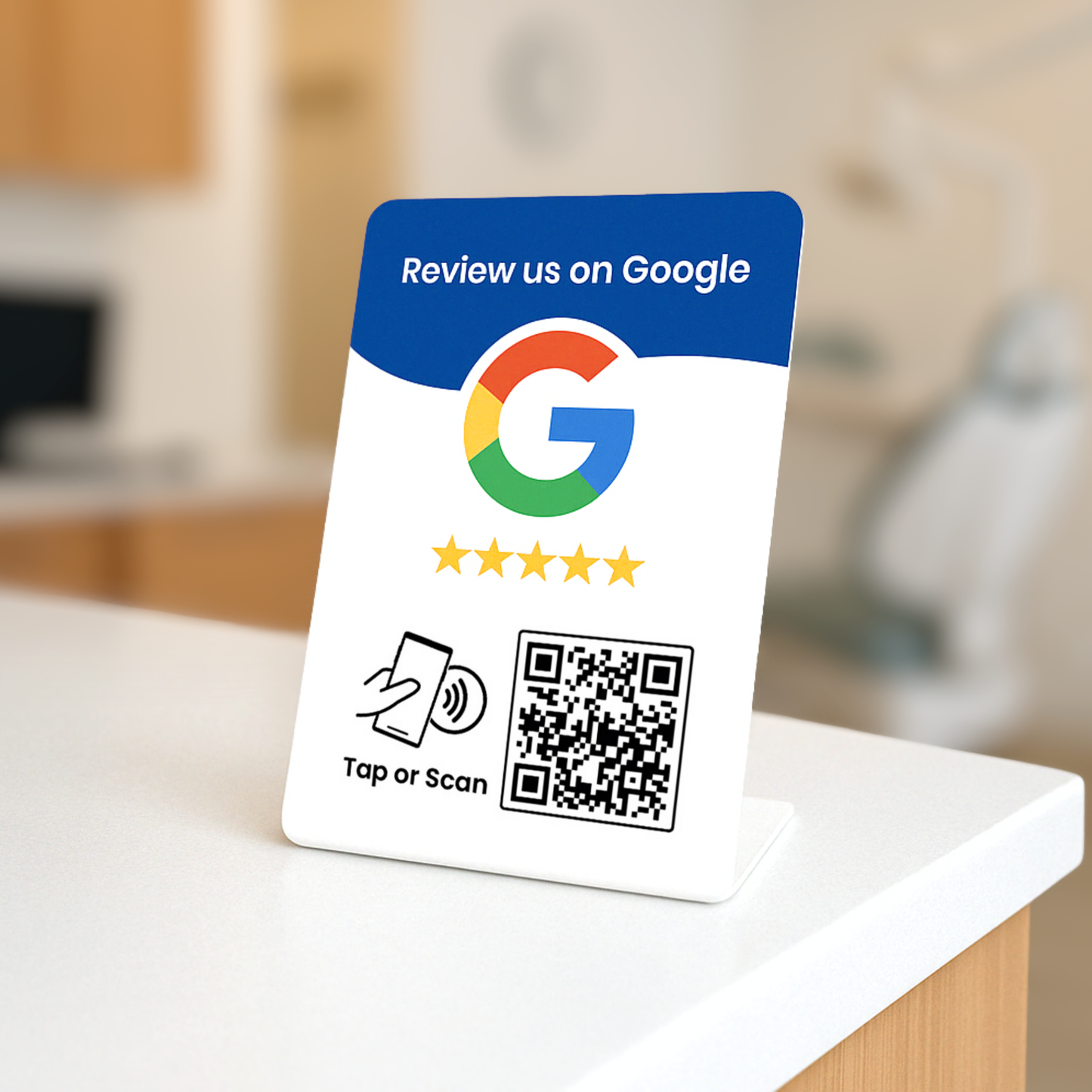 Google Review QR Code Stand in dentist office