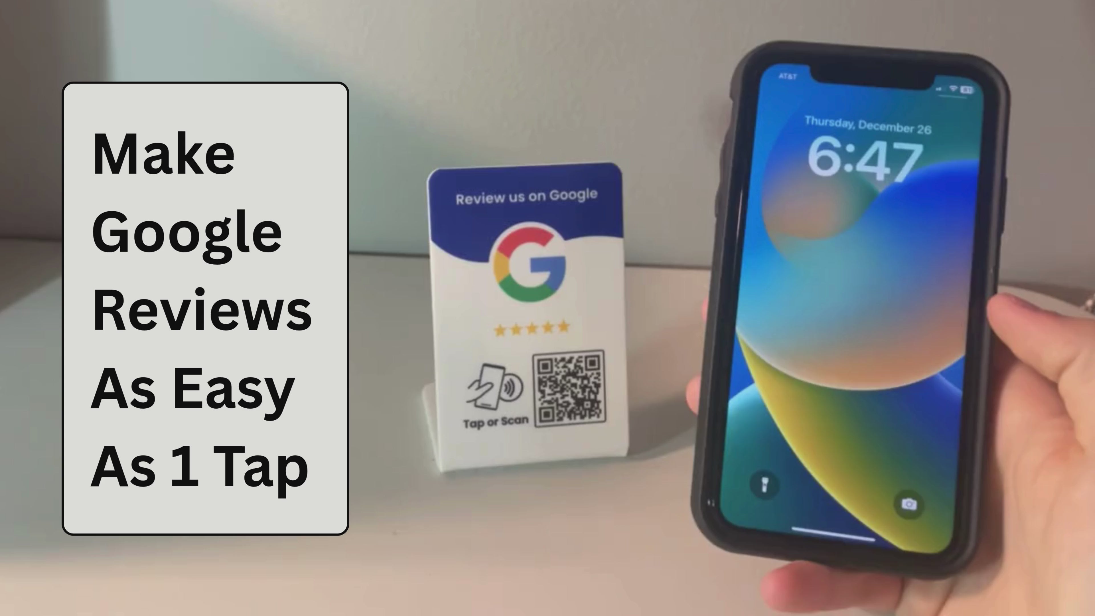 Load video: Make Google Reviews As Easy As 1 Tap. Google Review QR Code Stand Demo.
